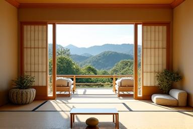 伝統的な豪華な旅館の部屋、行き届いたサービスと洗練された内装