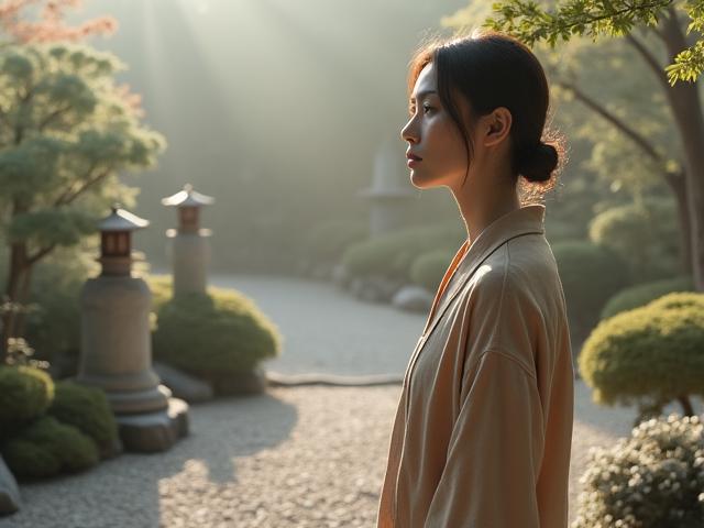 Amaterasu Pathways founder exploring a serene Japanese garden